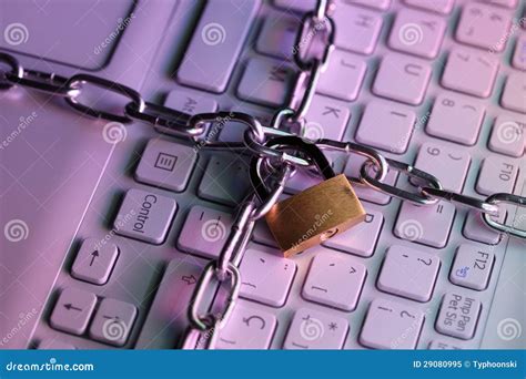 Laptop Keyboard Locked with a Padlock Stock Image - Image of closeup ...