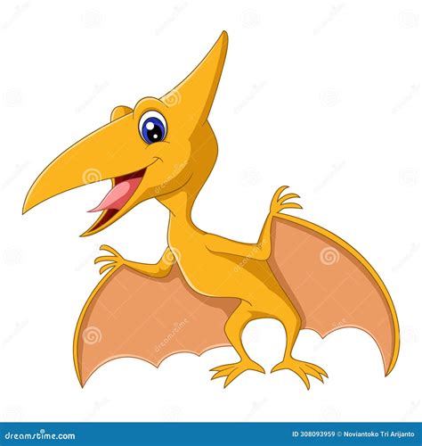 Cartoon Pteranodon on White Background Stock Vector - Illustration of ...