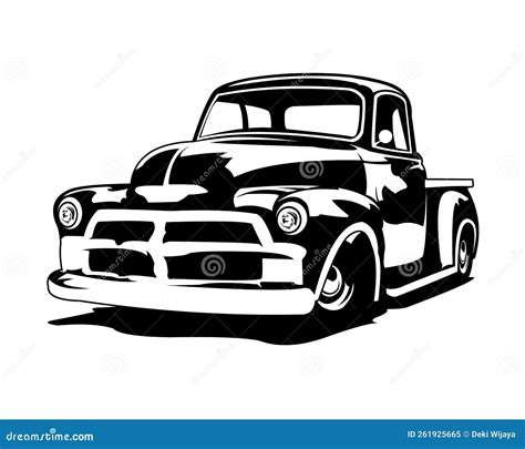 Classic Truck Logo Silhouette View From Front Isolated White Background Best For Badge Emblem