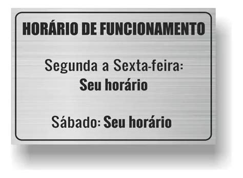 Placa Hor Rio Atendimento Personal Pvc Fundo Escovado X