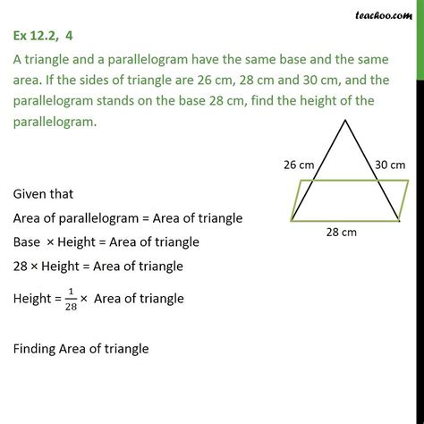 Question A Triangle And A Parallelogram Have Same Base