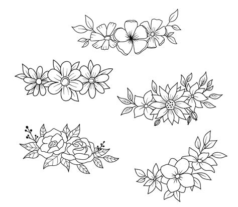 Premium Vector Set Of Flower Border With Flowers And Leaves In