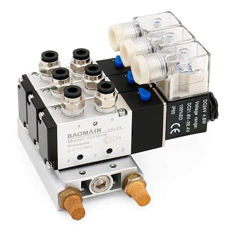 Baomain Válvula solenoide neumática 4V210 08 DC 24 V 3 espacios 2