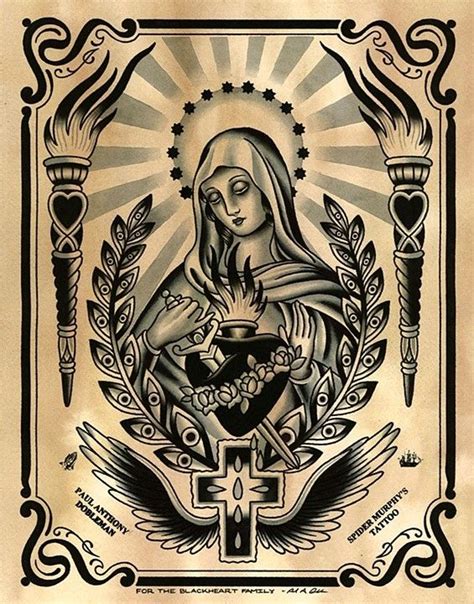 Traditional Virgin Mary Tattoo Flash