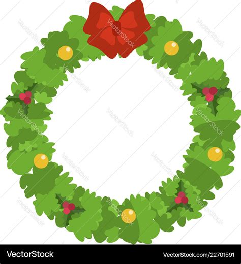 Christmas wreath icon flat style Royalty Free Vector Image