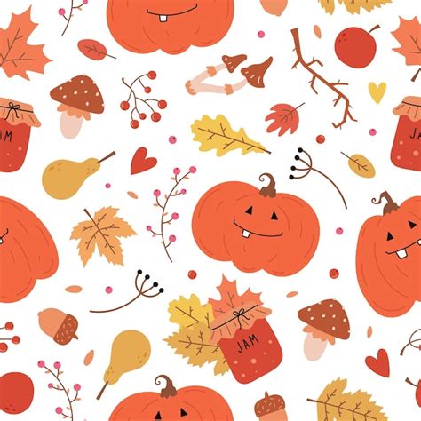 Premium Vector Seamless Vector Colorful Autumn Pattern With Leaves