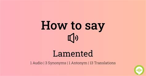 How to pronounce lamented | HowToPronounce.com