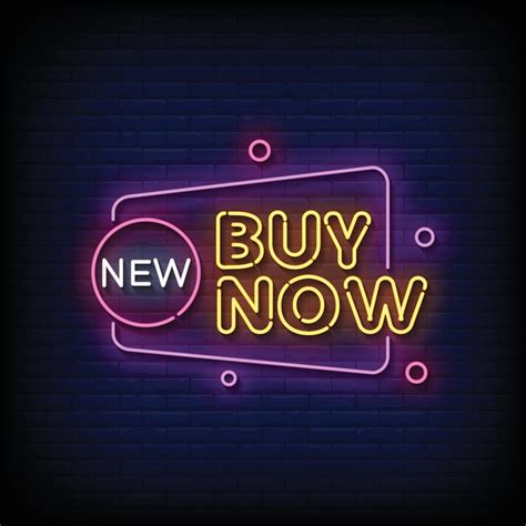 Neon Sign buy now with brick wall background vector 13272426 Vector Art ...