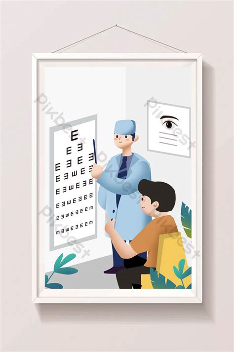 cartoon drawing vision check world eye care day protect eyesight illustration | Illustration PSD ...