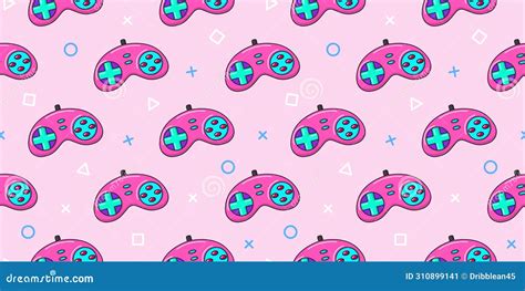 Vector Gamer Seamless Pattern. Gamepad Controller on Pink Background ...