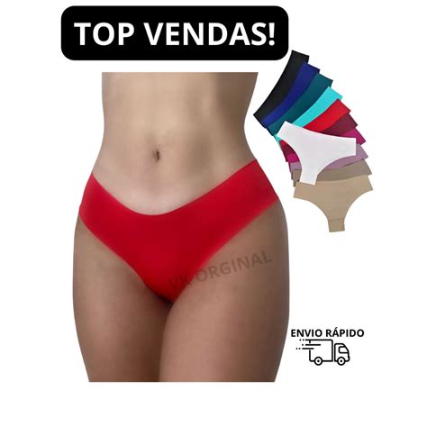 10 Calcinhas Fio Dental Sem Costura Corte A Laser VK MODA INTIMA