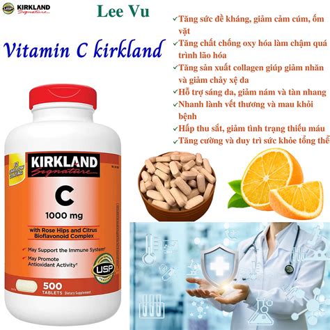 Viên Uống Bổ Sung Vitamin C Kirkland Signature Vitamin C 1000mg x 500