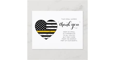 Dispatcher 911 Police Thin Gold Line Thank You Postcard Zazzle