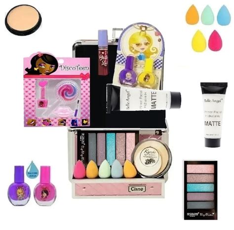 Maleta Kit Maquiagem Infantil Completa Sombras Batom