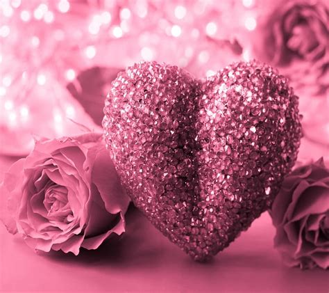 Pink Roses And Hearts Wallpaper