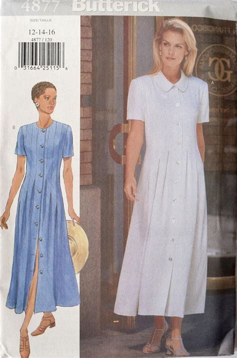 Butterick Sewing Pattern S Loose Fitting Dress A Line Button