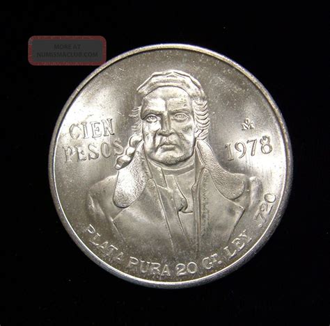 Mexico Pesos Coin Silver Bu Jose Morelos