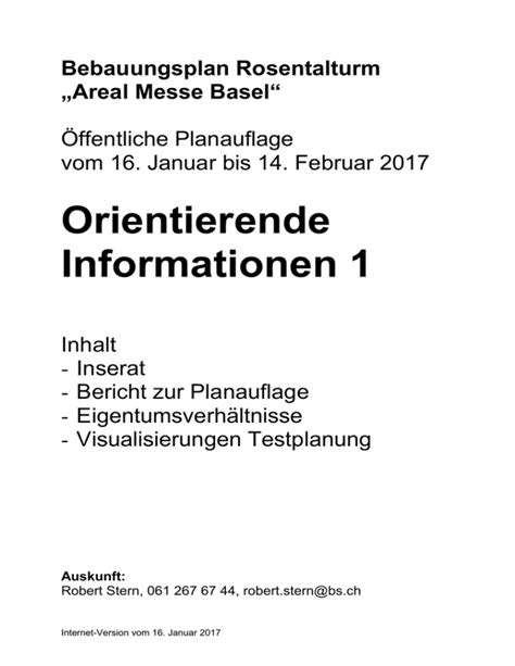 Auflagegegenstand Zur Planungsamt Des Kantons Basel