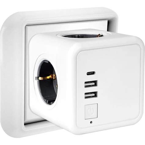 Prise Usb Multiple Multiprise Murale Cube 4 Prises Avec 3 Usb Secteur