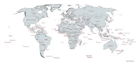 Planisferio con nombres para imprimir División política y letra grande