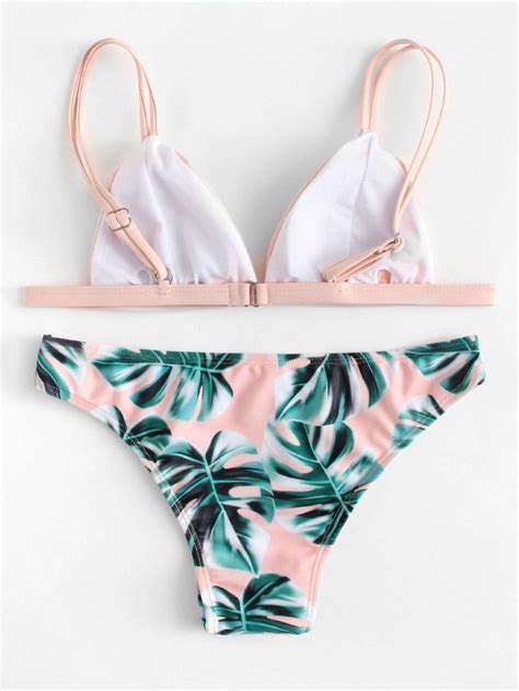 Jungle Print Triangle Mix Match Bikini Set Shein Sheinside