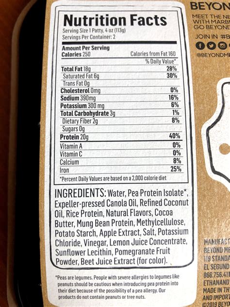 Beyond Meat Beyond Burger Ingredients