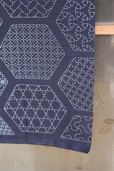 Japanese Sashiko Embroidery Fabric 111 X 52 Cm Indigo Blue New Etsy