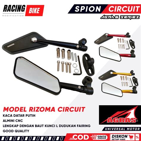 Jual Spion Circuit Model Rizoma Kaca Putih Almini Cnc Kaca Spion Koso