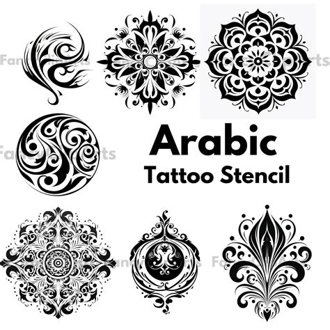 Arabic Tattoo Stencil, Arabic Clipart, Ready to Use Transparent ...