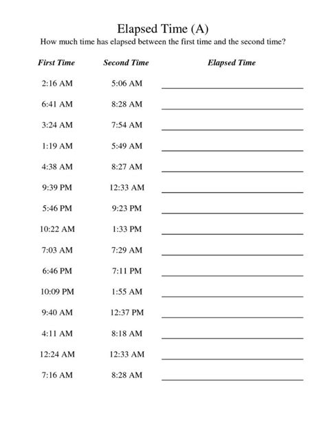 Free Worksheets On Elapsed Time