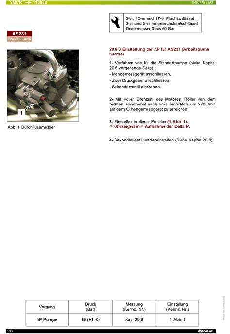 Einstellung Der P Für As231 Arbeitspume 63Cm3 MECALAC 8 MCR