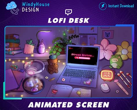 Animated Twitch Overlay Cozy Lofi Desk Stream Package Lofi Etsy