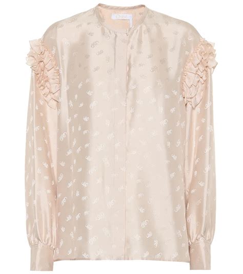 Silk Jacquard Blouse Jacquard Blouse Floral Silk Shirt Classic