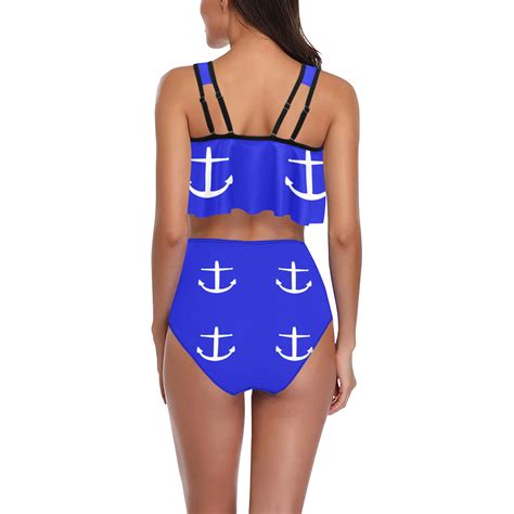 Royal Anchors High Waisted Flounce Bikini Set Model S Id D