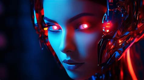 Futuristic Female Cyborg Portrait Humanoid Cyber Machine With Ai