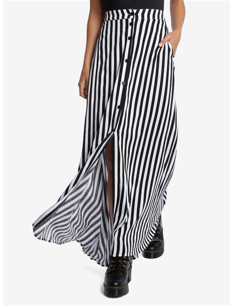 Black And White Stripe Maxi Skirt Hot Topic