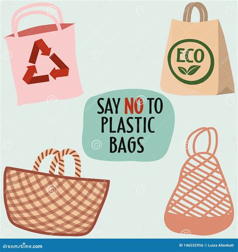 Say No To Plastic Bags Stock Vector Illustration Of Trash