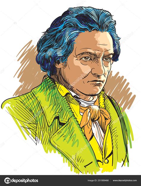 Ludwig van Beethoven retrato en línea ilustración de arte Ilustración