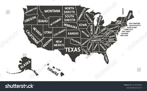 Usa Map Vector Silhouette State America Stock Vector Royalty Free