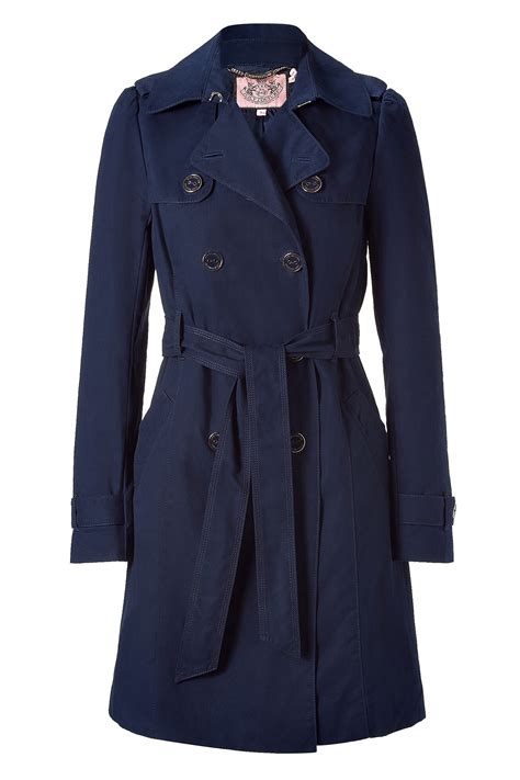 Lyst Juicy Couture Royal Blue Cotton Twill Trench Coat In Blue