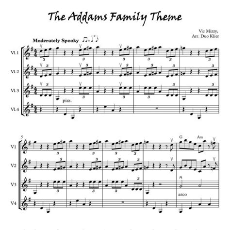 The Addams Family Theme for Flexible Violin Ensemble | Duo Klier