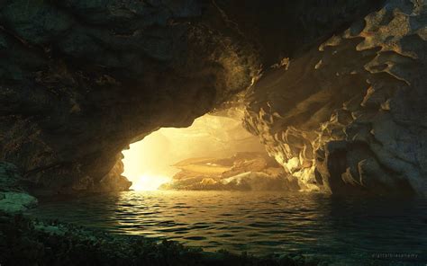 Serene Cave Glow Nature S Hd Wallpaper