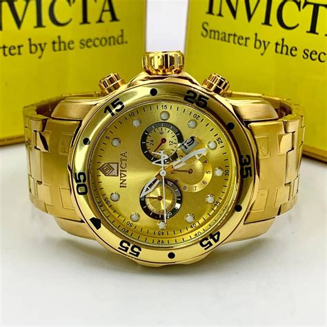 Comprar Relógio masculino invicta Pro Driver dourado a prova dagua R