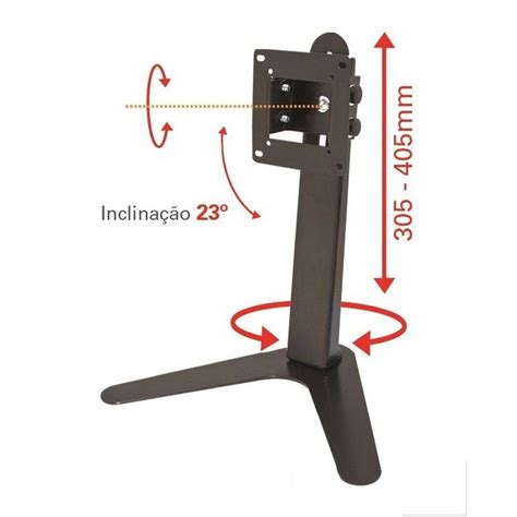 Suporte De Mesapedestal Ergonômico Nr17 Para Monitor Ledlcd3d De 10 A 24 Com Inclinação Mt