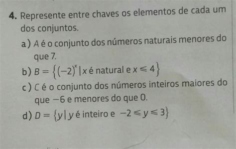 Represente Entre Chaves Os Elementos De Cada Um Dos Conjuntos - Represente Entre Chaves Os Elementos Dos Conjuntos - RETOEDU