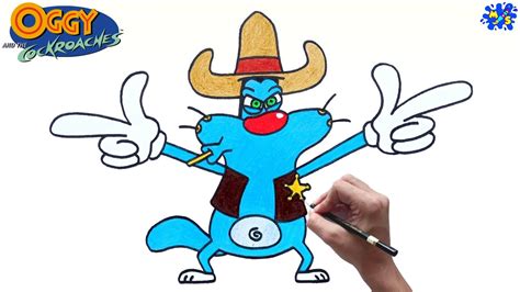 How To Draw Oggy And The Cockroaches Cowboy Oggy Step By Step