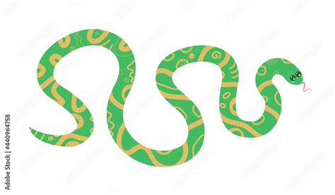 Cute cartoon snake isolated on white transparent background. Vector ...