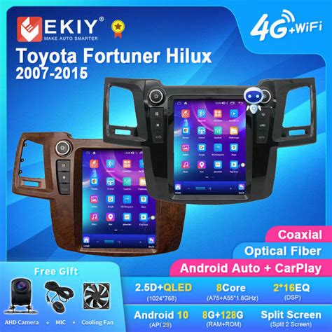 EKIY TT7 For Toyota Fortuner Hilux 2007 2015 For Tesla Style Screen Car