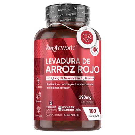 Levadura de Arroz Rojo 290mg 180 Cápsulas Con CoQ10 y B1