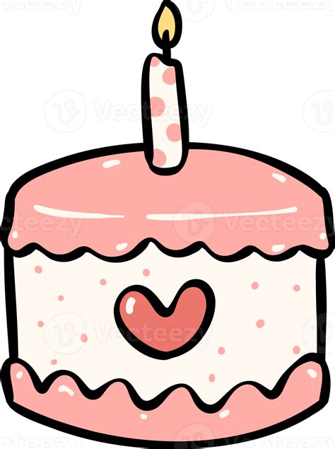 Cute Birthday Cake Outline Doodle Cartoon Illustration 27205560 Png